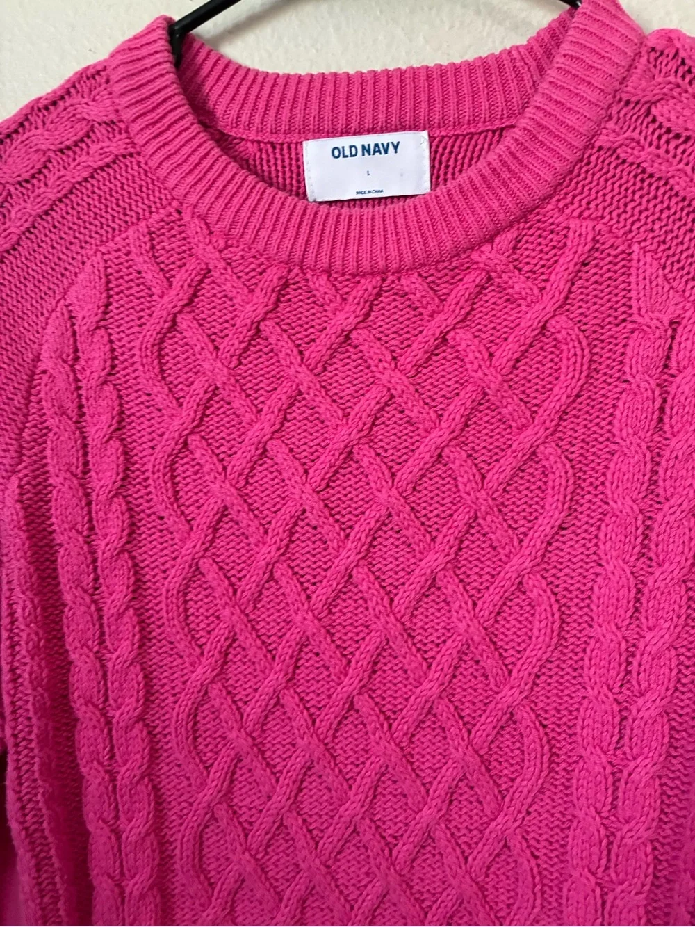 Old Navy Pink Cable Knit Crewneck Sweater